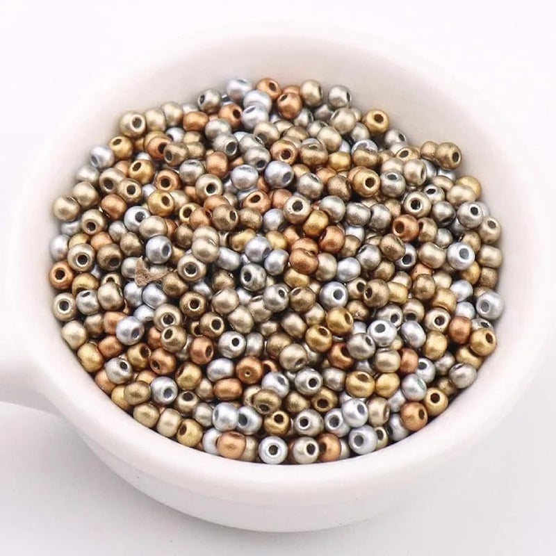 4mm Gold Silver Matte Metallic Glass Seed Beads 120pcs For DIY Jewelry Crafting - Image 3